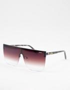 Quay Blocked Womens Flatbrow Sunglasses In Tortoiseshell With Fade Lens-brown