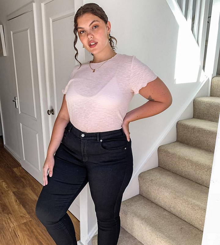 Dr Denim Plus Lexy Mid Rise Second Skin Super Skinny Jeans In Black