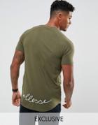 Ellesse Muscle Fit T-shirt With Curved Hem Script Logo In Green - Green