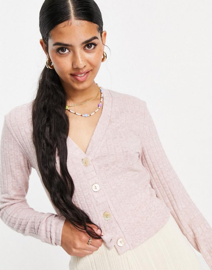 Jdy Long Sleeve Cardigan In Blush-pink