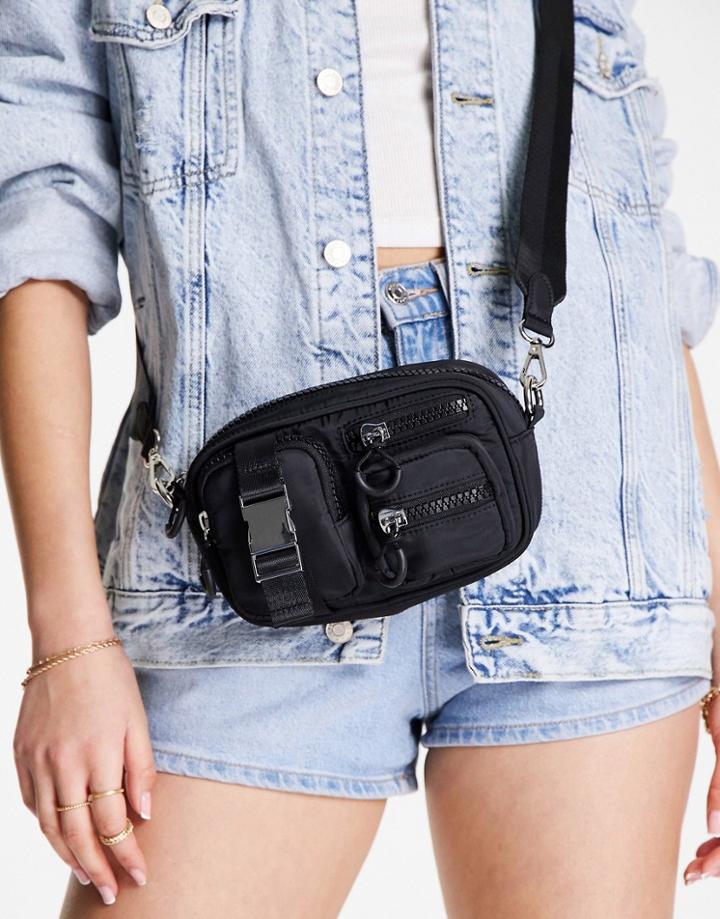 Topshop Buckle Nylon Crossbody-black