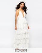 Fame And Partners Bridal Tiered Maxi Dress - Parchment White