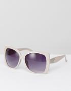 7x Cream Oversized Sunglasses With Purple Tinted Lense - Cream
