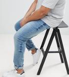Asos Design Plus Skinny Jeans In Mid Wash - Blue