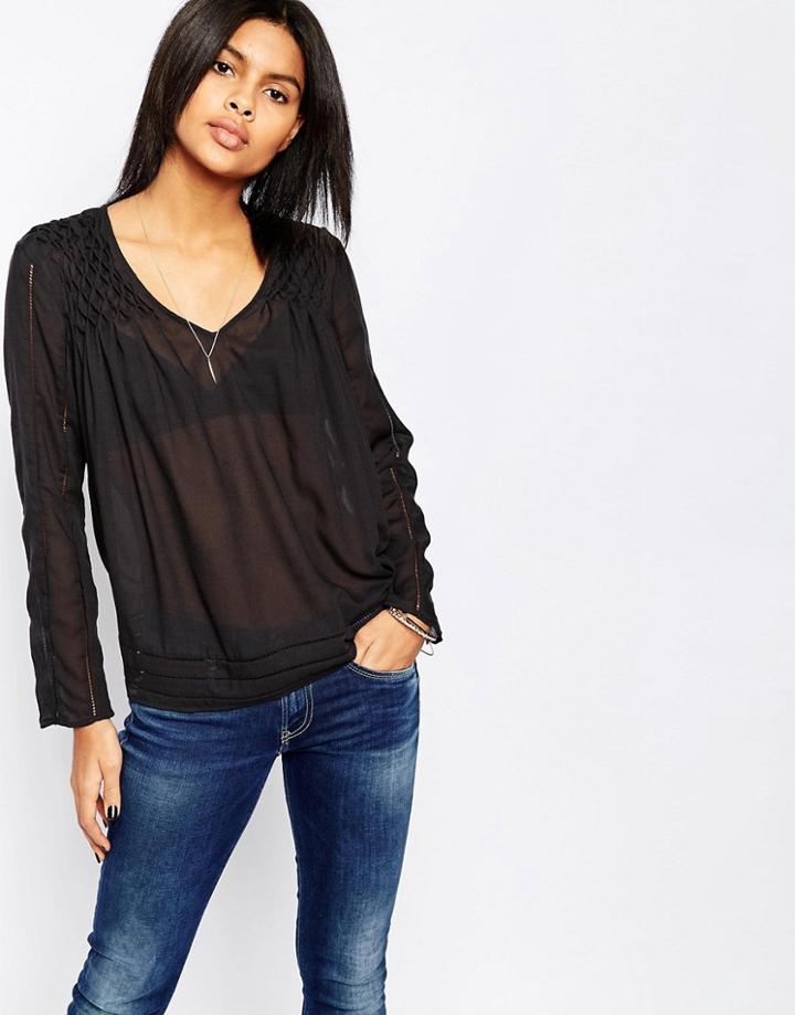 Pepe Jeans Nor Blouse With Gathered Shoulder Detail - 982antracite