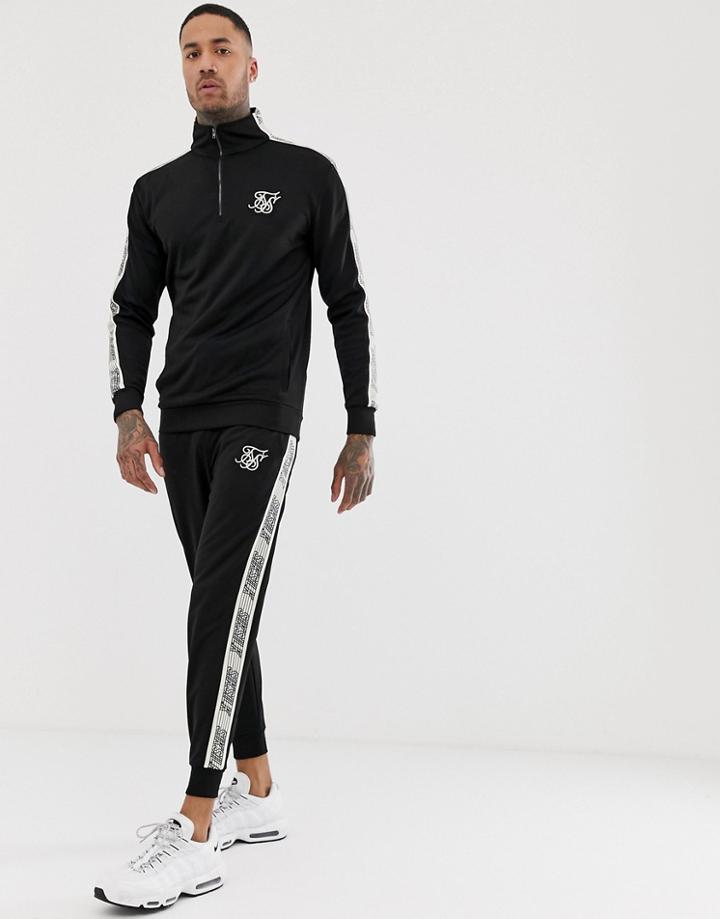 Siksilk Sweatpants In Black With Side Stripe