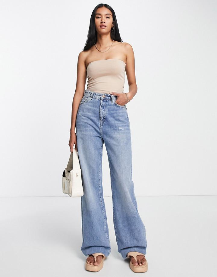 Topshop Bandeau In Taupe-brown