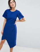Closet London Pencil Dress With Split Detail - Blue