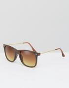 7x Square Sunglasses Brown With Metal Arms - Brown