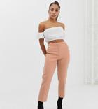 Asos Design Petite Slim Pants With Military Button Detail-stone