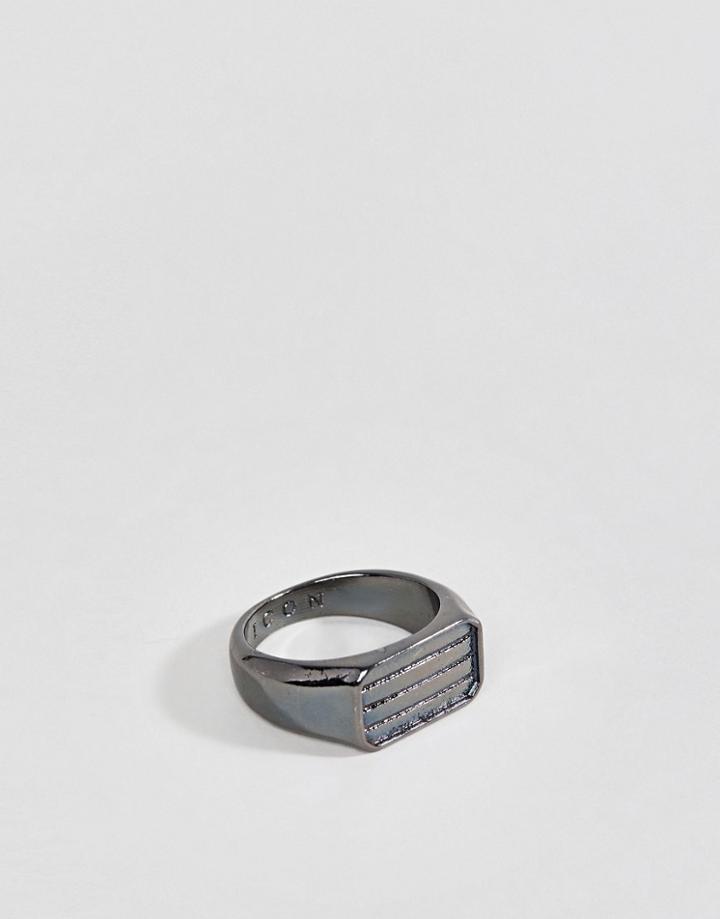 Icon Brand Gunmetal Signet Ring - Silver