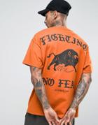 Hnr Ldn Oversized Bull Back Print T-shirt - Orange