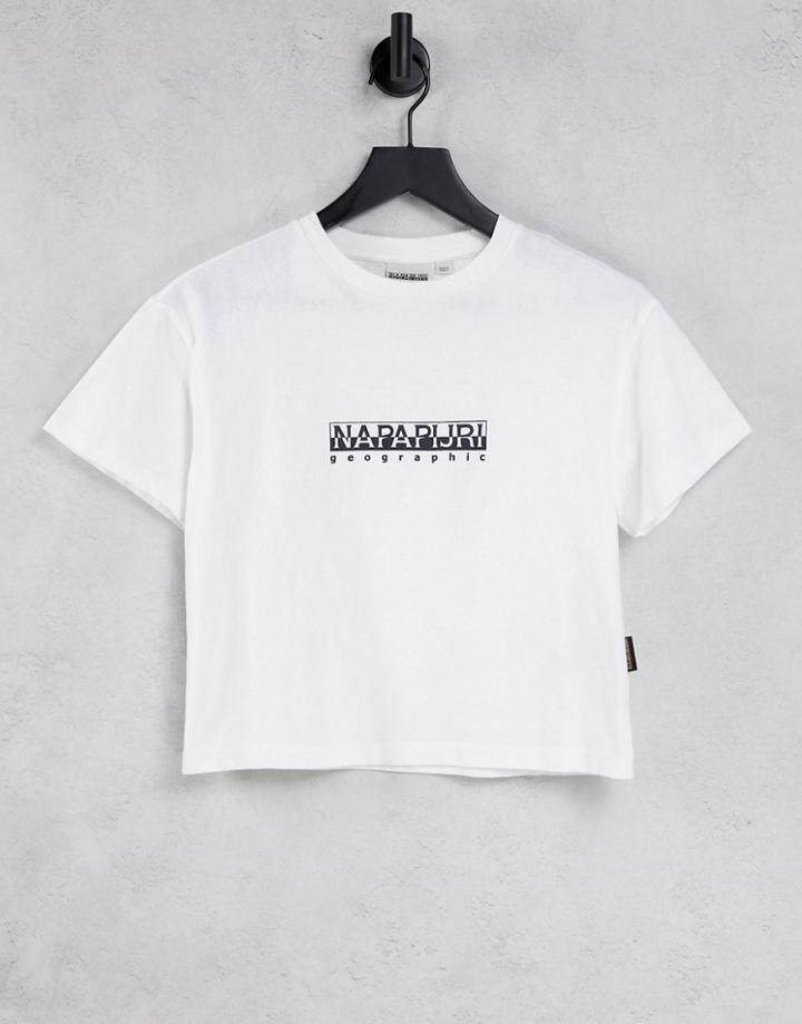 Napapijri Box Cropped T-shirt In White