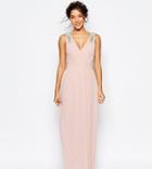 Tfnc Wedding Wrap Embellished Maxi Dress - Pink