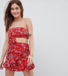 Sisters Of The Tribe Petite Bandeau Crop Top With Tie Detail Two-piece - Red