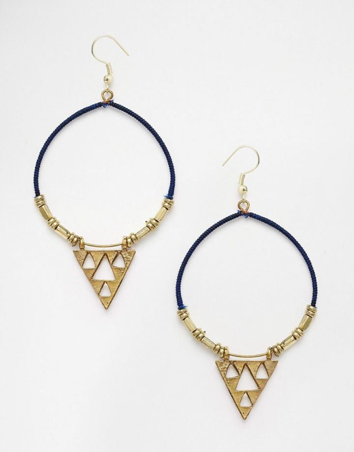Asos Festival Triangle Earrings - Navy