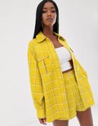 Asos Design Yellow Check Suit Shacket - Multi
