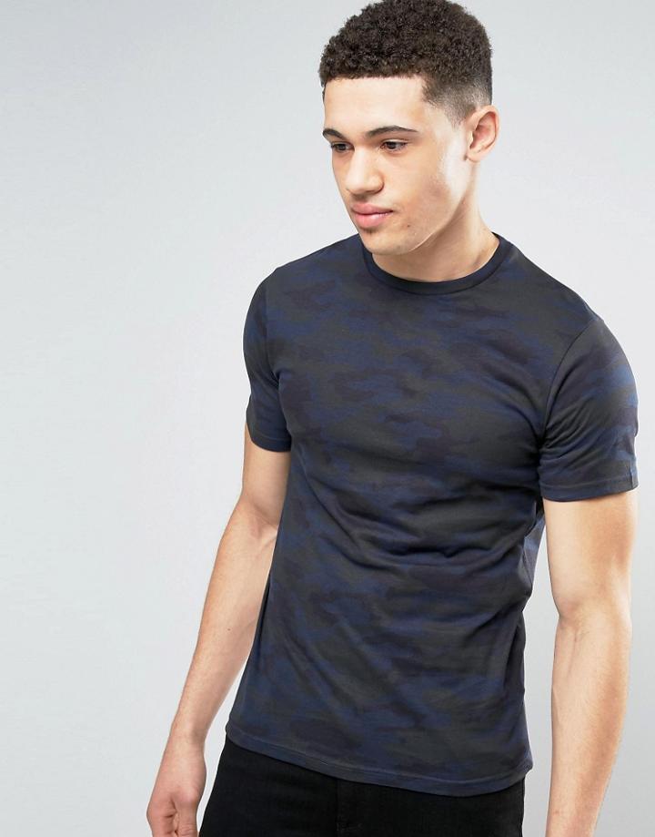 Brave Soul Dark Camo T-shirt - Navy