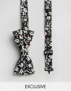 Reclaimed Vintage Bow Tie Ditsy Floral - Black
