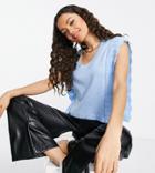 Vero Moda Petite Knit Tank Top With Side Ruffle In Blue