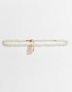 Topshop Heart And Faux Pearl Charm Choker Necklace In White
