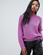 Bershka Knitted Sweater In Purple - Purple