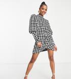 Collective The Label Petite Exclusive High Neck Satin Mini Dress In Monochrome-multi