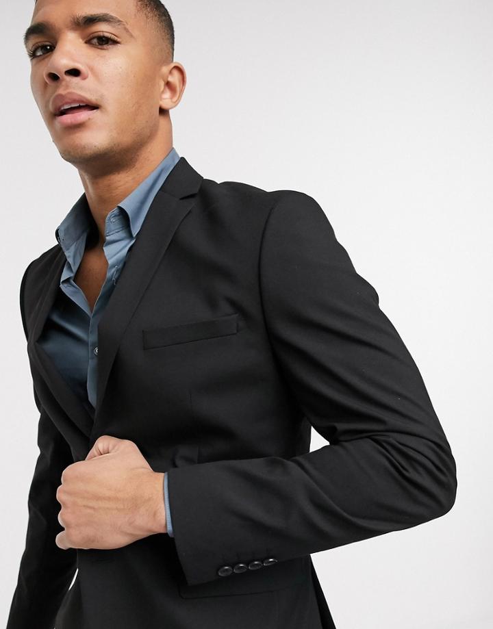 Selected Homme Suit Jacket With Stretch In Slim Fit Black