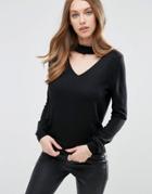 Asos Sweater With Choker Detail - Black