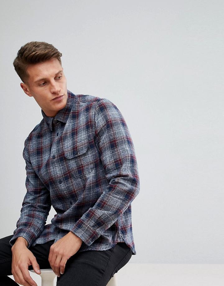 Esprit Shirt Brushed Check In Blue - Blue