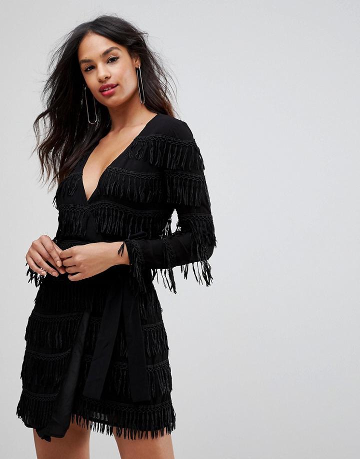 Isla Under The Bridge Layered Sleeve Shift Dress - Black