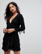 Isla Under The Bridge Layered Sleeve Shift Dress - Black