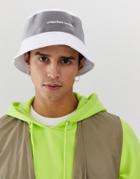 Asos Design Bucket Hat In Mesh With 'unspoken Words' Slogan - White