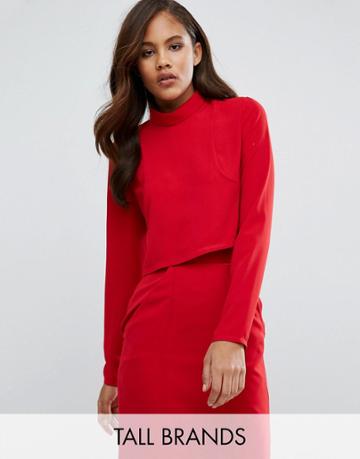 Re: Dream Tall High Neck Crop Top - Red