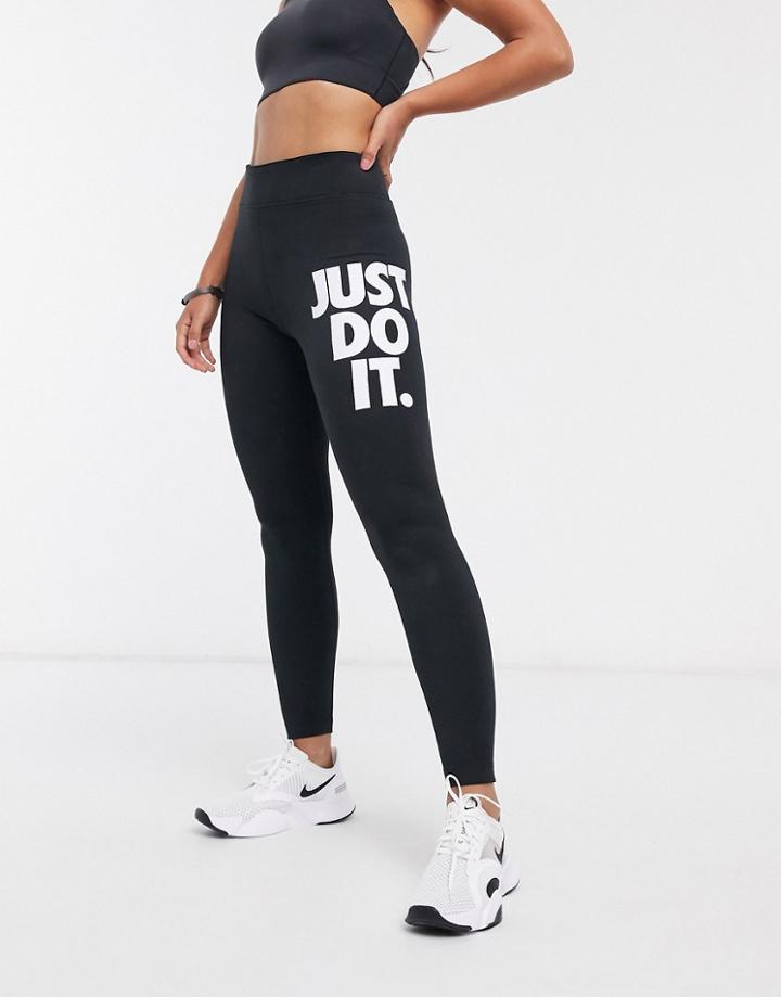 Nike Just Do It High Waisted 7/8 Leggings In Black