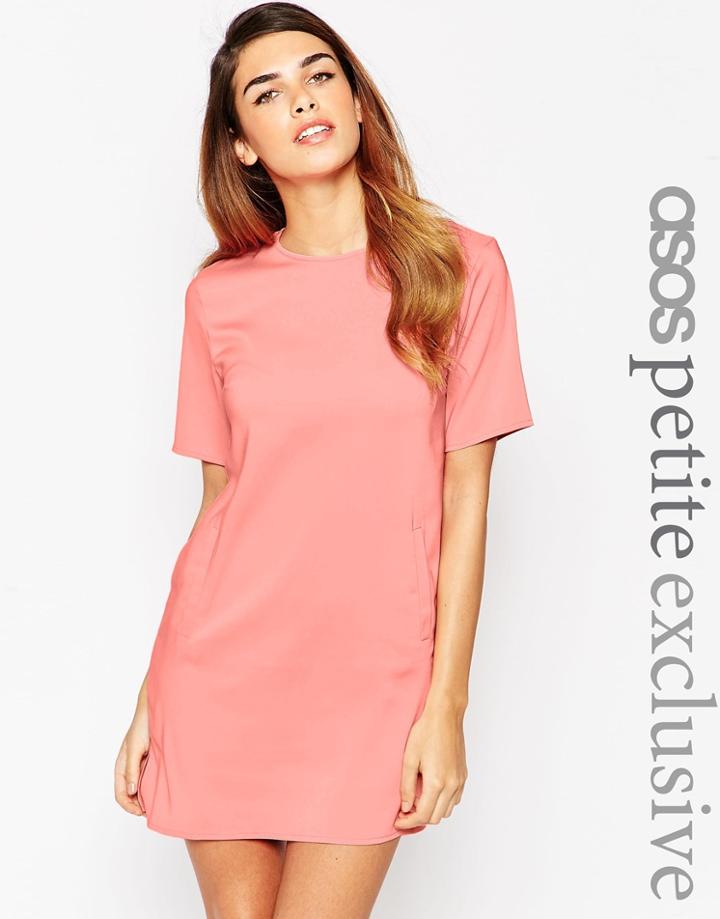 Asos Petite Shift Dress With Pockets - Navy