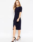 Asos Double Layer Textured Wiggle Dress - Navy