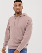 Asos Design Oversized Hoodie With Rib Detail In Dusky Pink