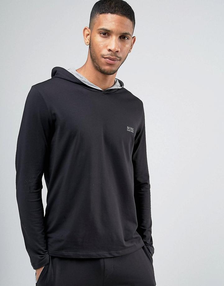 Hugo Boss Hooded Long Sleeve Top - Black