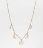 Designb London Curve Necklace With Moon And Disc Charms In Gold Tone