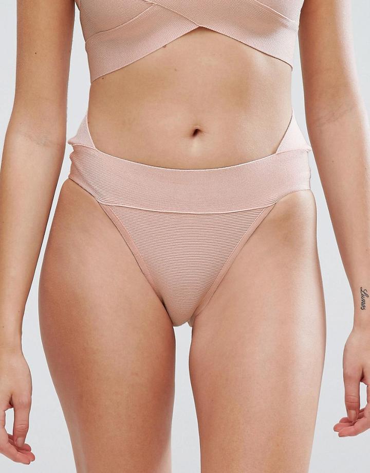 Prettylittlething Bandage Bikini Bottoms - Beige