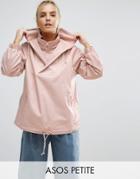 Asos Petite Jacket With Hood And Ring Pull Detail - Pink