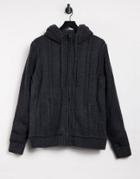 French Connection Wool Blend Sherpa Lined Hooded Knit Sweater In Heather Gray-grey