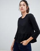 Brave Soul Theresa Frill Hem Top - Black