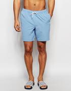 Asos Mid Length Swim Shorts In Dusty Blue - Dusty Blue