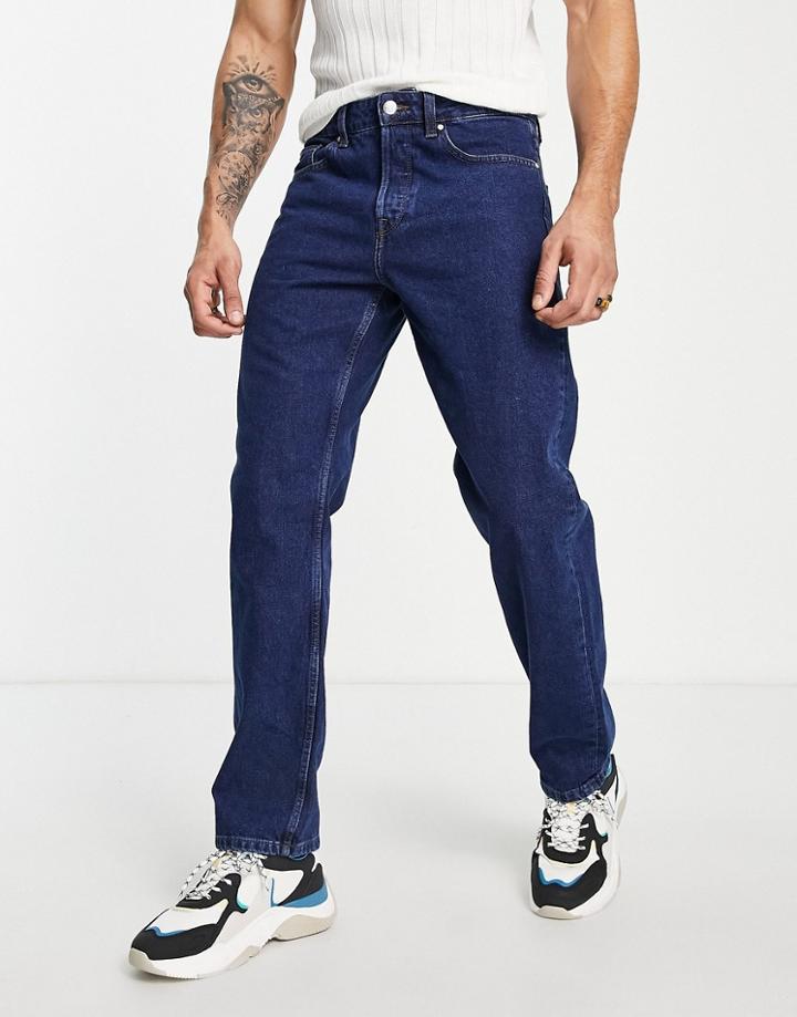 Only & Sons Edge Loose Fit Jeans In Darkwash Blue