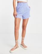 Monki Relaxed Shorts With Elasticized Waist In Bright Hibiscus Floral-multi