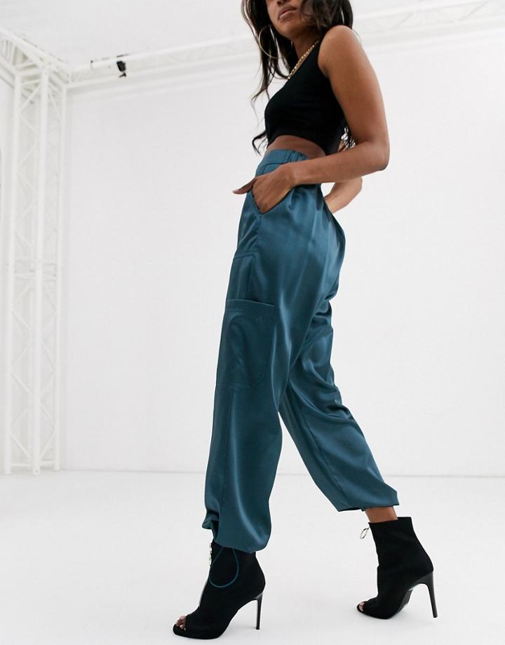 Asos Design Satin Utility Pocket Pants