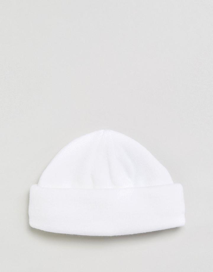 Asos Mini Fisherman Beanie In White - White