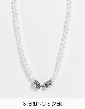 Serge Denimes Pearl Dragon Necklace In Sterling Silver